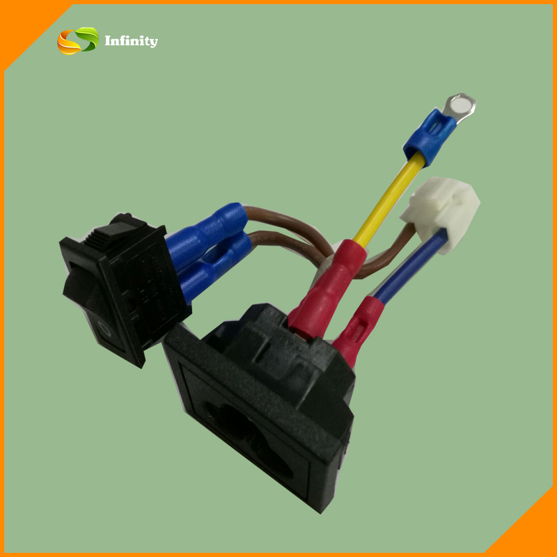 Infinity-WH-002 AC IEC 60320 C6 connector + switch to Housing wire harness, 3X0.75MM^2, L=5CM